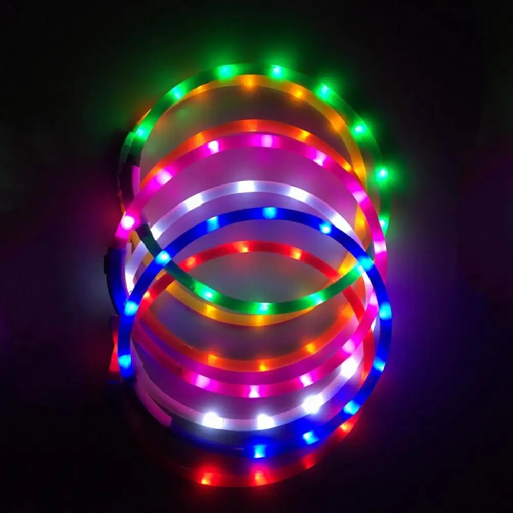 LED Glowing Dog Collar Luminous Collar USB Teddy Cat Silicone Dog Luminous Flashing Necklace Small Medium Large Dogs Collar