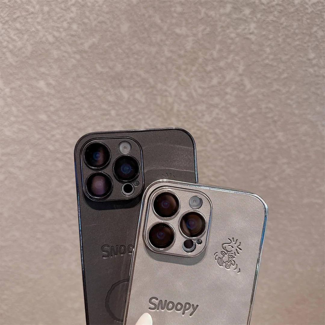 الفاخرة سنوبي تصفيح تنقش ثلاثية الأبعاد جراب هاتف آيفون 13 14 15 16 برو ماكس 16pro الكرتون وودستوك الإغاثة أغطية جلد