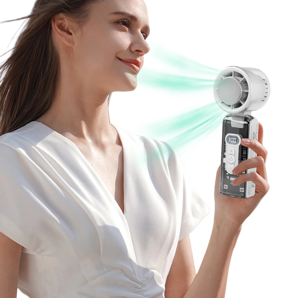 

Портативный ручной вентилятор со светодиодной подсветкой, 100 скоростей, складной персональный охлаждающий вентилятор, 3600 мАч, электрический мини-турбовентилятор для кемпинга, пешего туризма