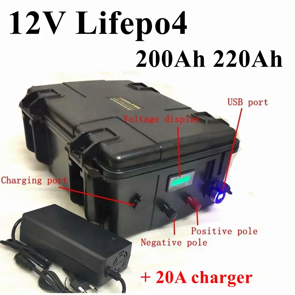 

Lifepo4 литий-железо-фосфатный аккумулятор 12 В 200 Ач 220 Ач для солнечной ветровой энергии рыбацкой лодки EV RV UPS AGV UPS яхта + зарядное устройство 20 А