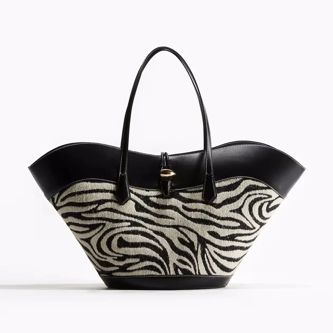 

Zebra Print Shopper Bag, Half-Moon Straw Shoulder Bags Luxury Designer Tote Handbags Women's Fashionable Bukcet Bag