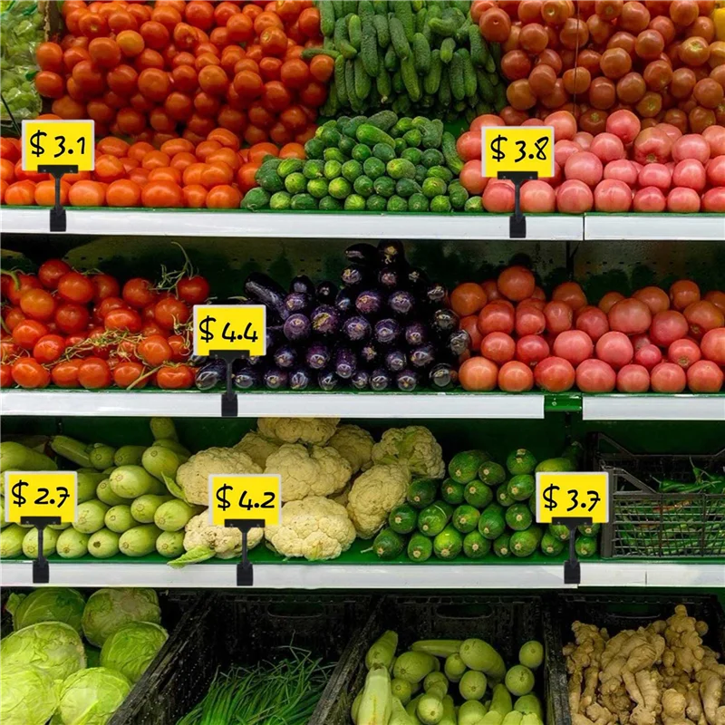 موصى به للغاية-40 قطعة حامل علامة بلاستيكي قابل للتعديل ، مشبك على نمط مزدوج الرأس عرض مقاطع الدورية إعادة استخدام علامة شارة السعر Fo #5