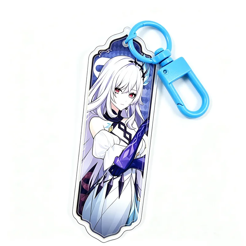 Game Genshin Impact Vertical Rectangle Acrylic Key Ring Tartaglia Wanderer Arlecchino Long Dress Cartoon Character Multi Color B