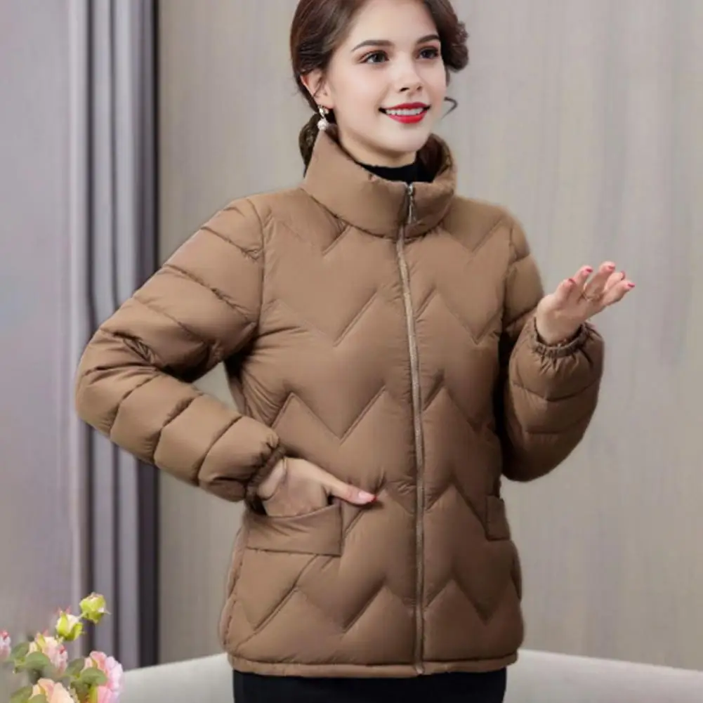 PLUS SIZE New Fashion Women Down Cotton Jacket Autumn Winter Stand Collar Long Sleeve Warm Coat Female New