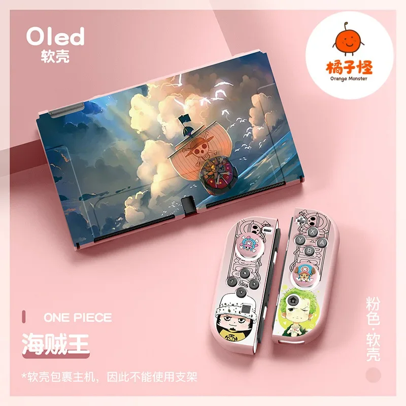 Jednoczęściowy ochronna powłoka etui Joycon Luffy Zoro Ace TPU miękkie etui dla Nintendo Switch NS Oded Konsola kryształowe etui akcesorium