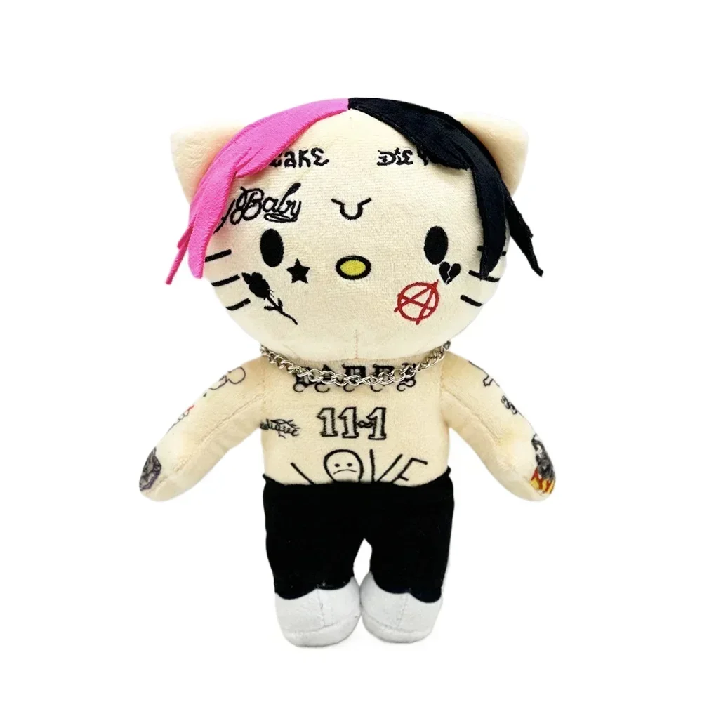 26cm Hello Kitty como rapero cantante Lil Peep animación muñeco de peluche juguete colgante lindo llavero de dibujos animados niños niñas regalos de cumpleaños