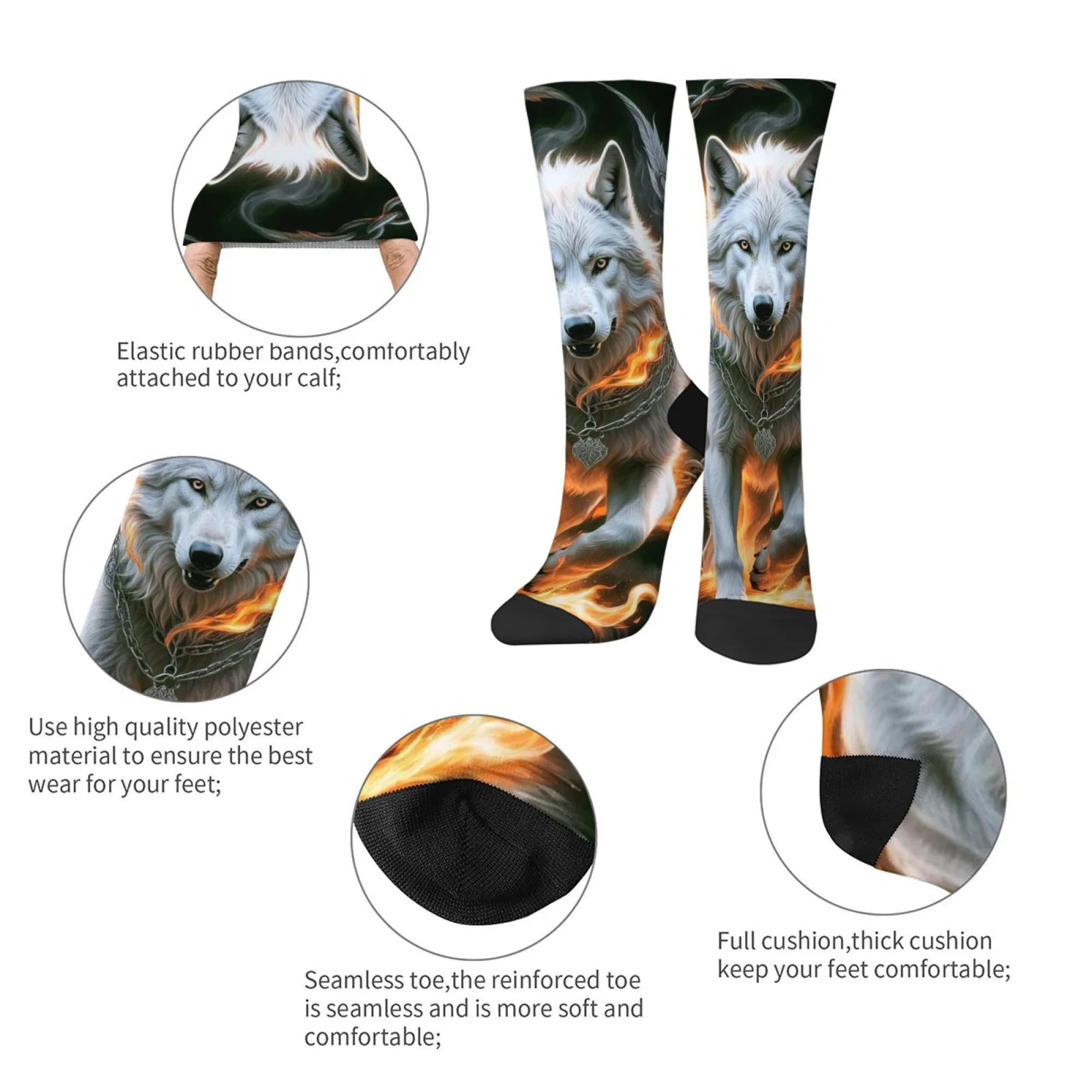 لهب الأبيض الذئب الرجال الجوارب الرجعية موضة الجوارب غير رسمية مجنون الشارع الهيب هوب الجوارب تنفس المضادة للانزلاق جوارب رياضية في الهواء الطلق #5