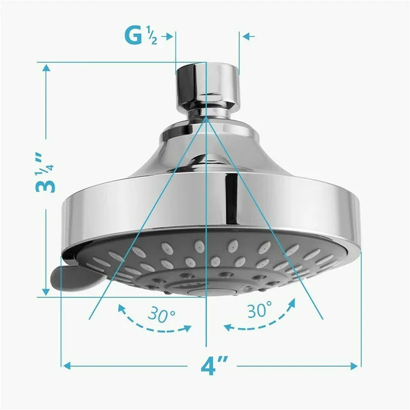 High Pressure Shower Head Sprayer 4 Inch 5 Setting Adjustable Rainfall Wall-Mounted Bathroom Fixture Faucet Replacement Parts images - 6