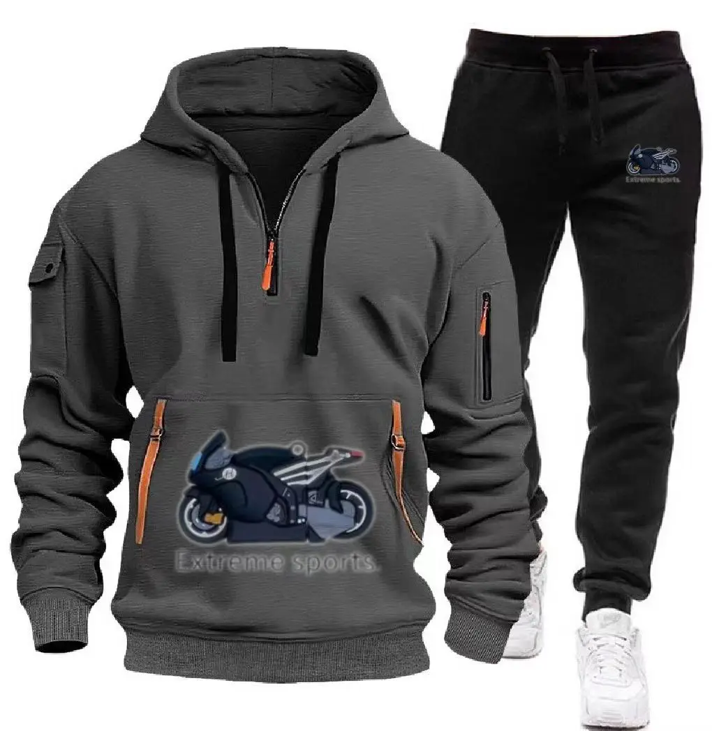 Streamer hoodie plus fleece print casual sports hoodie men\'s suit motorcycle icon