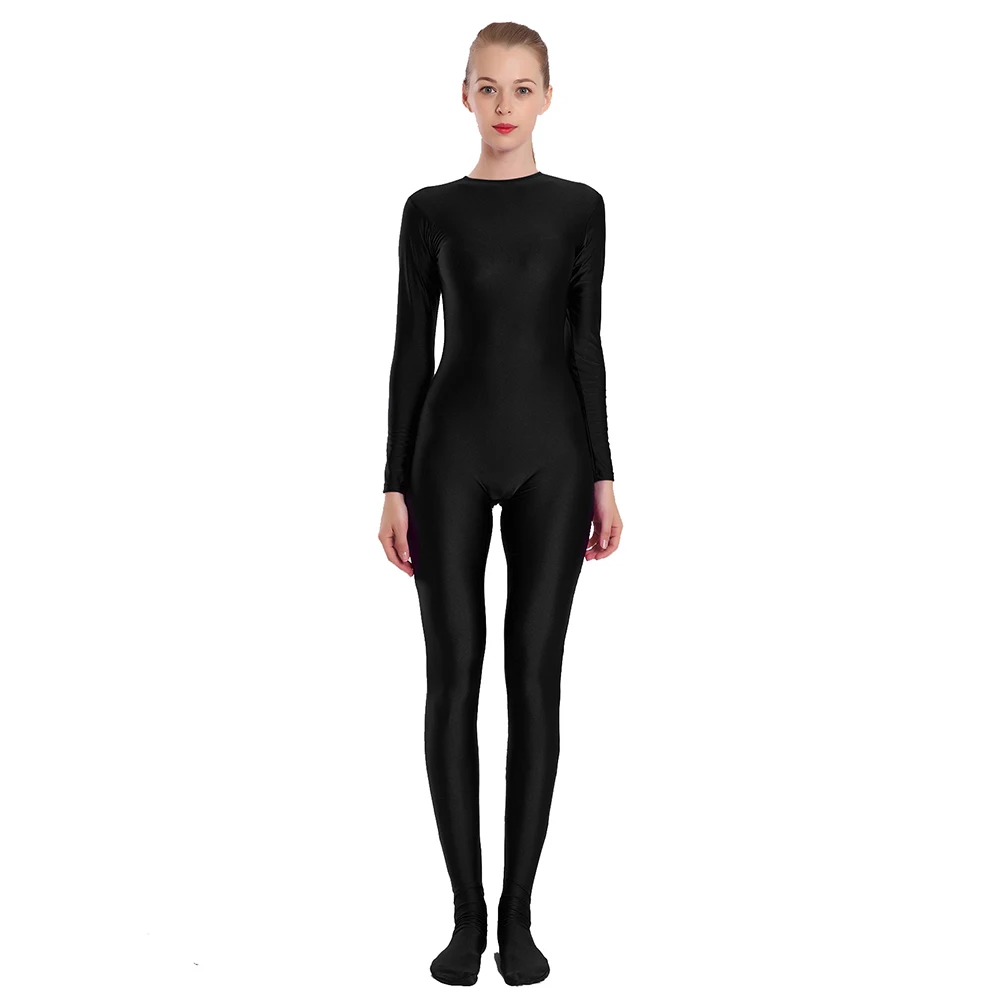 AOYLISEY-Combinaison Zentai Unitards à manches longues pour filles, costume de batterie, catsuit de gymnastique à pieds, rouge, peau serrée, costume d'Halloween