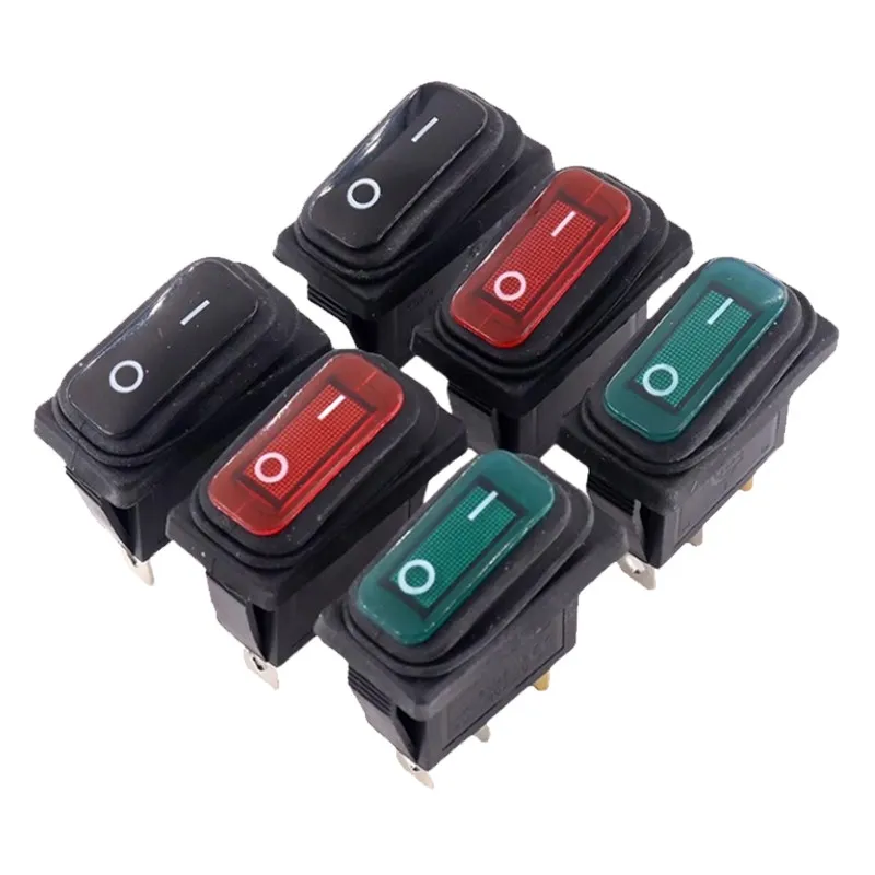 100pcs KCD3 Waterproof and Dustproof Boat-type Switch 3-pin 2-position Oil-resistant Rocker Power Switch Button15A250V