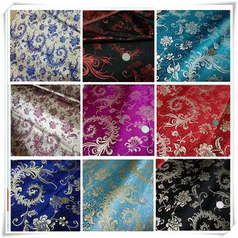 Plain Brocade Fabric Jacquard By Meters for Clothing Cheongsam Sewing Chinese Phoenix Tail Pattern Hanfu Cloth Needlework Smooth