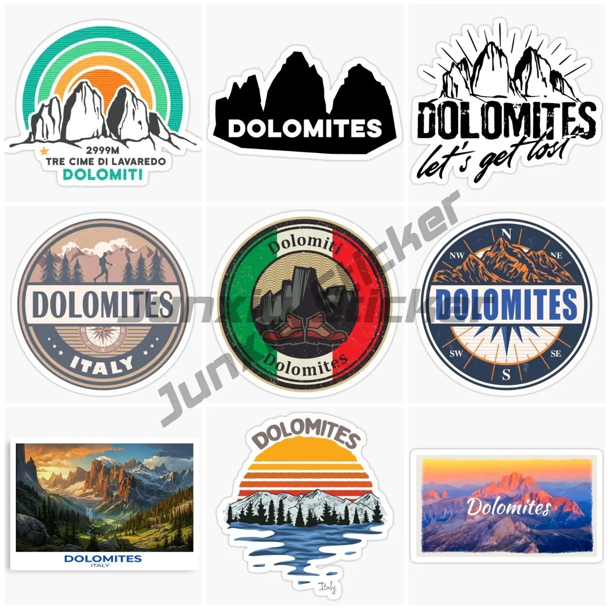 Italian Dolomiti Mountain Car Stickers Suitable for Off-road Vehicles, Motorcycles, Helmets, Bicycles, Vinyl Waterproof Stickers