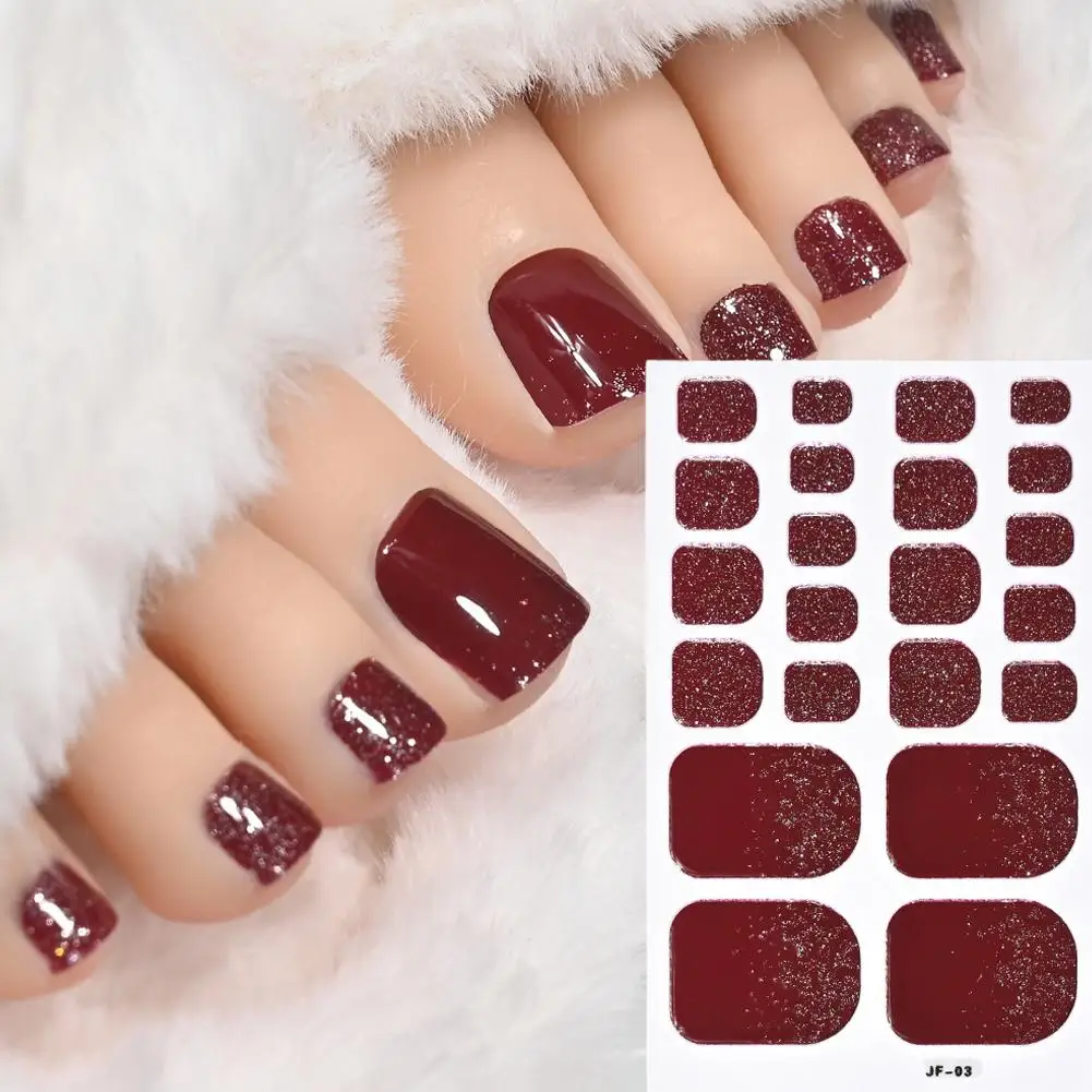 Zehennagelaufkleber – einfache und modische, einfarbige, glitzernde, langlebige Nagelaufkleber im japanischen und koreanischen Stil