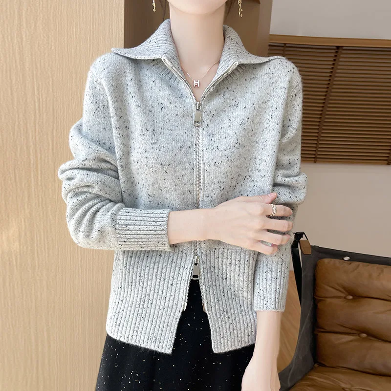 ขนสัตว์บริสุทธิ์ 100% ถักเสื้อสเวตเตอร์ถักผู้หญิงเสื้อกันหนาวแฟชั่นสไตล์สั้นแขนยาวผู้หญิงเสื้อเสื้อกันหนาวขายร้อน