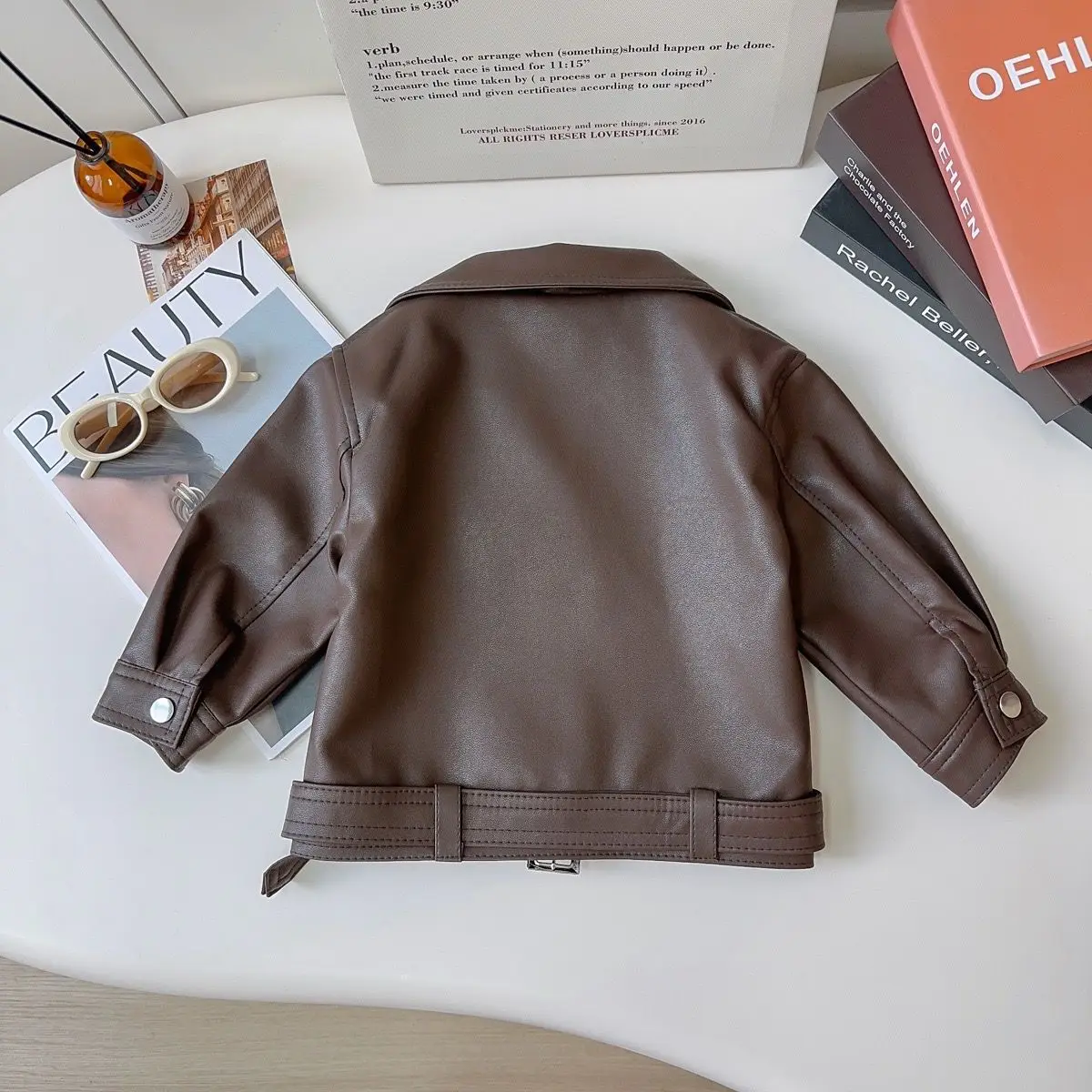 Jackets & Coats 2026 Girls' Leather Jacket Spring Fall Fashion Coat Stylish Toddler Bomber Jacket Cute Baby Girl Outerwear