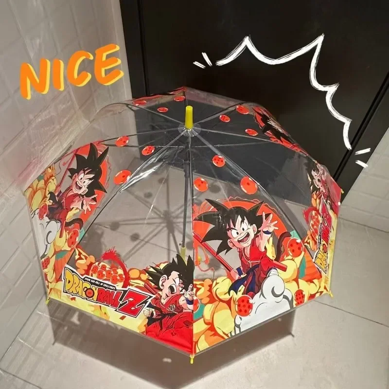 Nuevo Paraguas Transparente Plegable de Dragon Ball, Paraguas Totalmente Automático, Lindo y Creativo, Triple Plegado, para Estudiantes, Reforzado