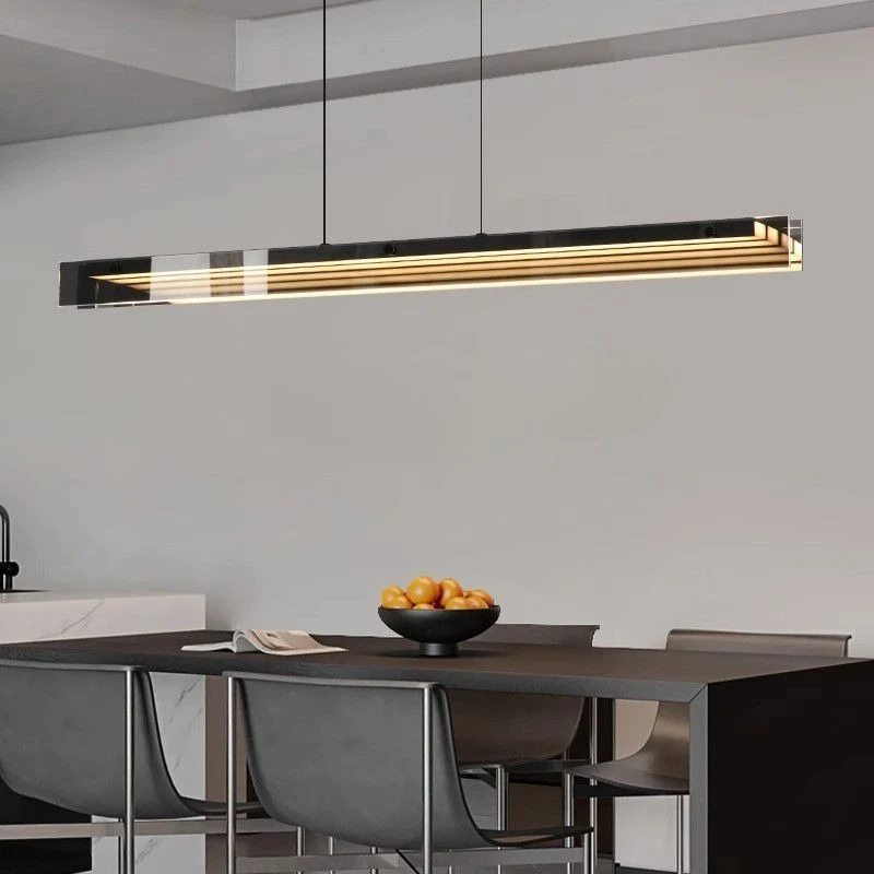 

Modern Luxury Restaurant Pendant Light High-end Bar Bar Long Glass Designer One Word Restaurant Lamp