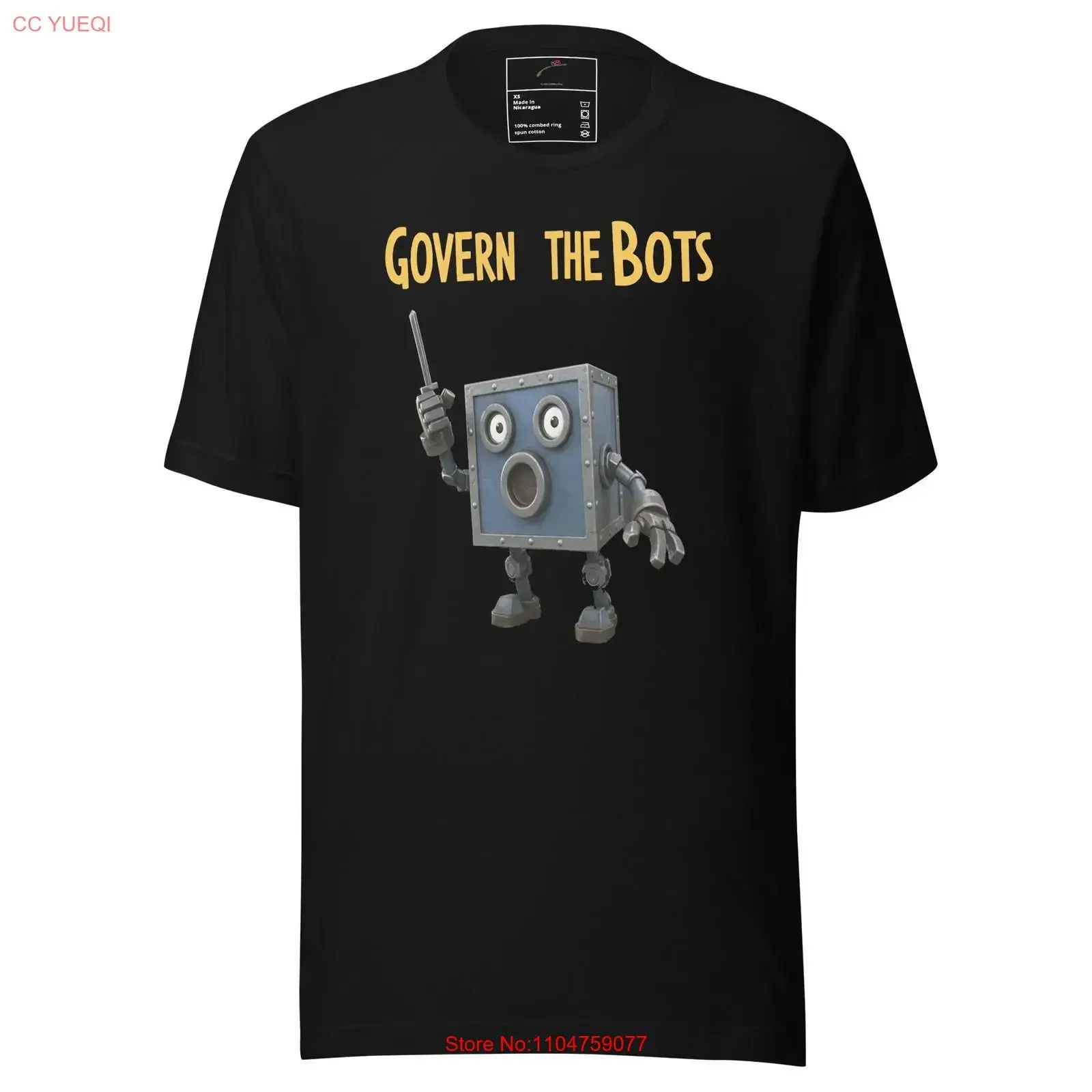 Govern the Bots T Shirt vintage Washed Casual homme Slightly streetwear Versatile graphic Unisex Soft Breathable