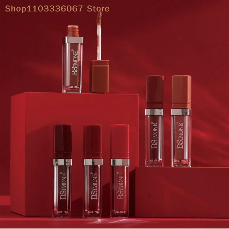 [MP]1Pc BSIMONE Brillo Labial Líquido Mate - Tinta Labial de Larga Duración a Prueba de Agua, para Adultos, Tonos Rojos