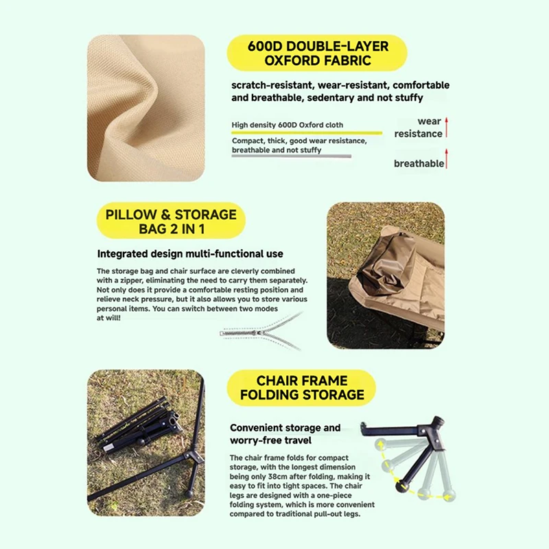 WESTTUNE كرسي استرخاء قابل للطي المتضخم التخييم كرسي بظهر للاستلقاء سبائك الألومنيوم في الهواء الطلق الترفيه كرسي مريح للتخييم السفر #4