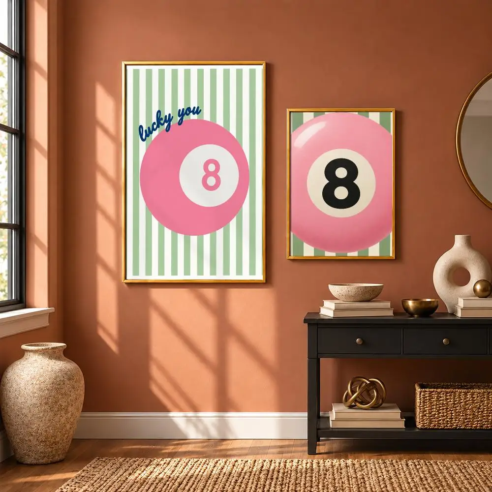 Auspicious Lucky Eight Poster Art Wall Stickers & Self-Adhesive Decals for Home, Bedroom & Living Room