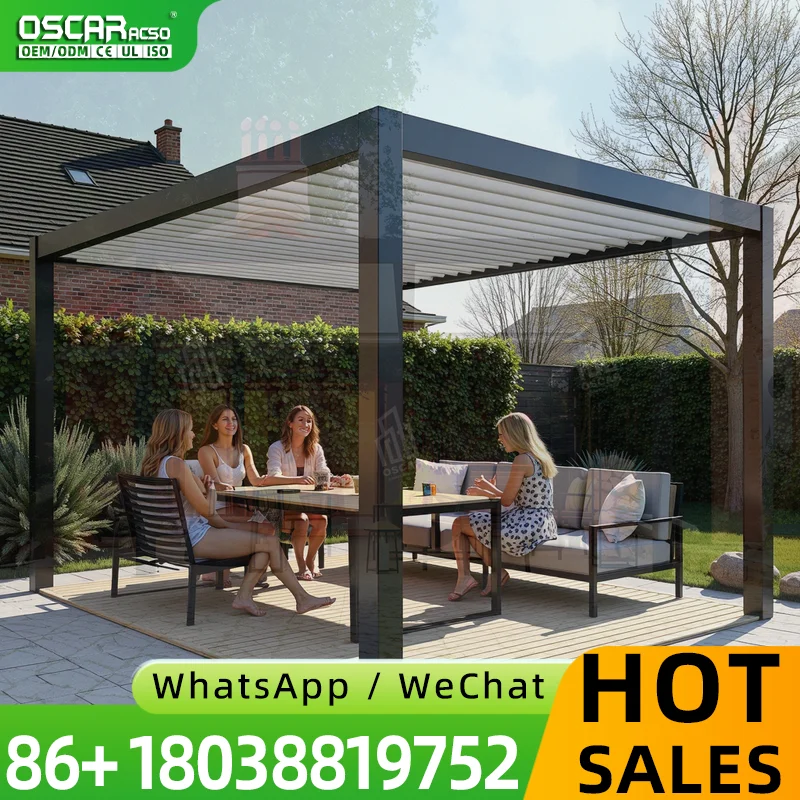 New Motorized Screen Roller Blinds Outdoor Aluminium Louvre for Sunshade Pergola pergola