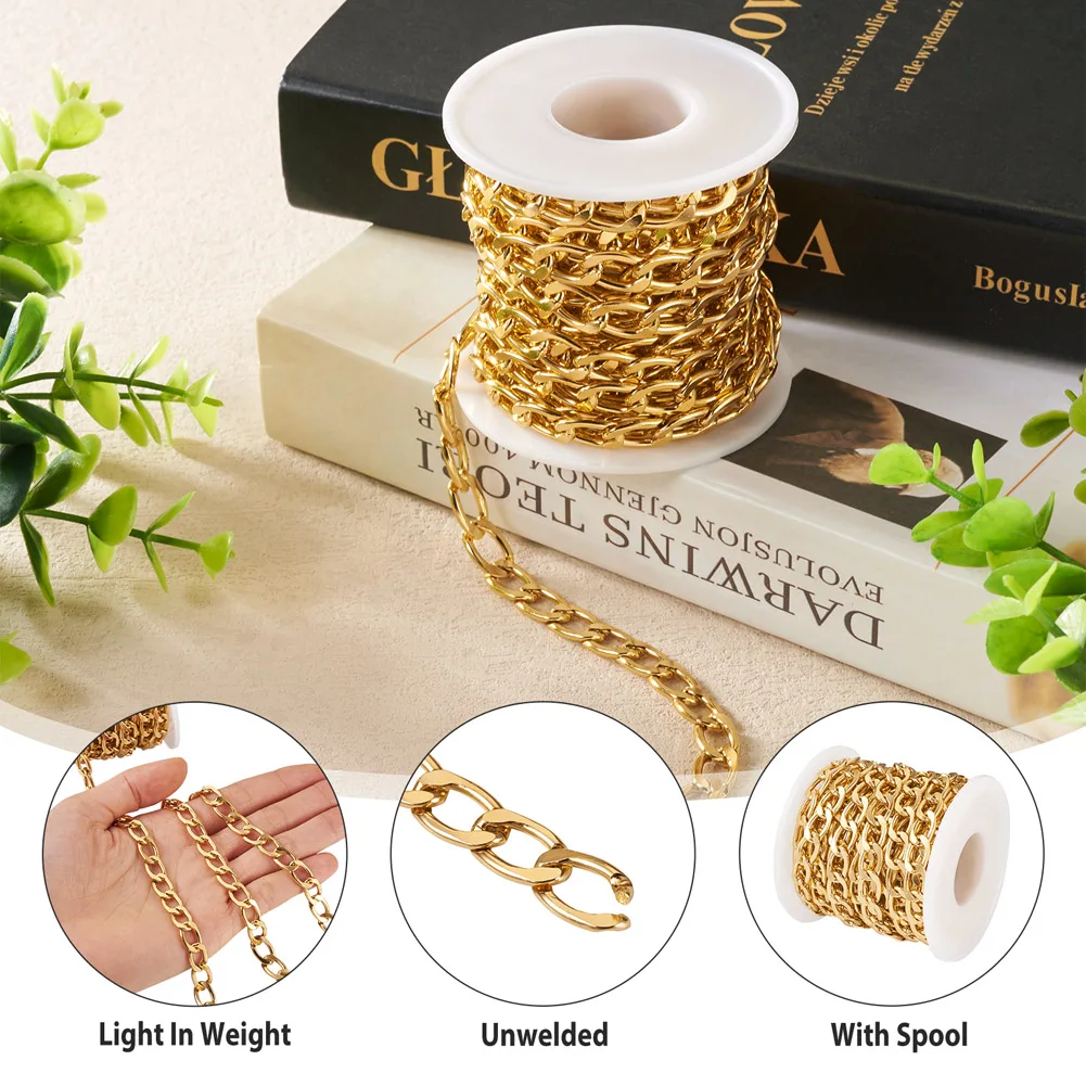 5m Oro Argento di Alluminio di Colore Torto Catene Curb Non Saldati Link Per I Braccialetti FAI DA TE Collana Monili Che Fanno I Risultati Accessori