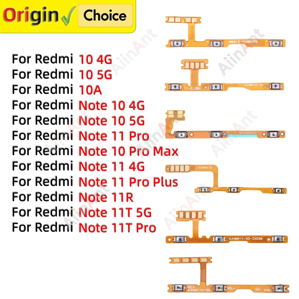OEM Side Buttons key Volume Power Flex Cable For Xiaomi Redmi Note 11 10 10A 10C 10s 10T 11s 11E 11R 11T Pro Max Plus 4G 5G