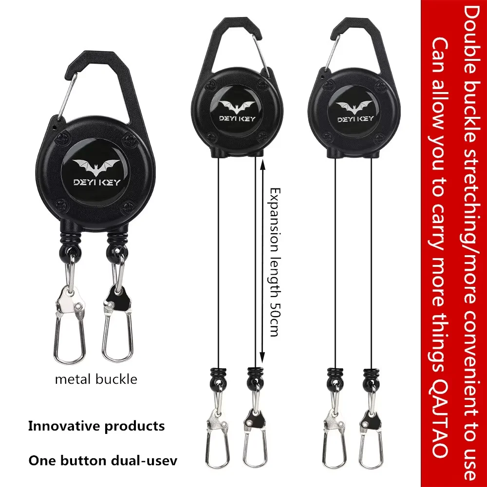 Outdoor Double Headed Clip Buckle, Work Permit Hanging Buckle, Keychain, Fishing Buckle, Telescopic Buckle, Easy to Pull Buckle