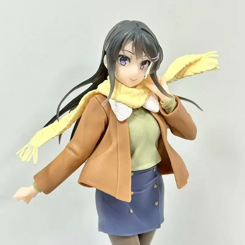 22cm Mai Sakurajima Does Not See The Bunny Girl'S Ancestors Figure Winter Clothes Sakurajima Mai Pvc Action Figure Model Toys