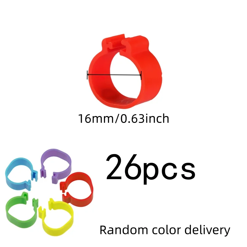 26 pcs Snap-On Farm Animal ID Rings, great for Farm Animal Breeding, Comfort Fit, Chicken Farm Marking, Random Color