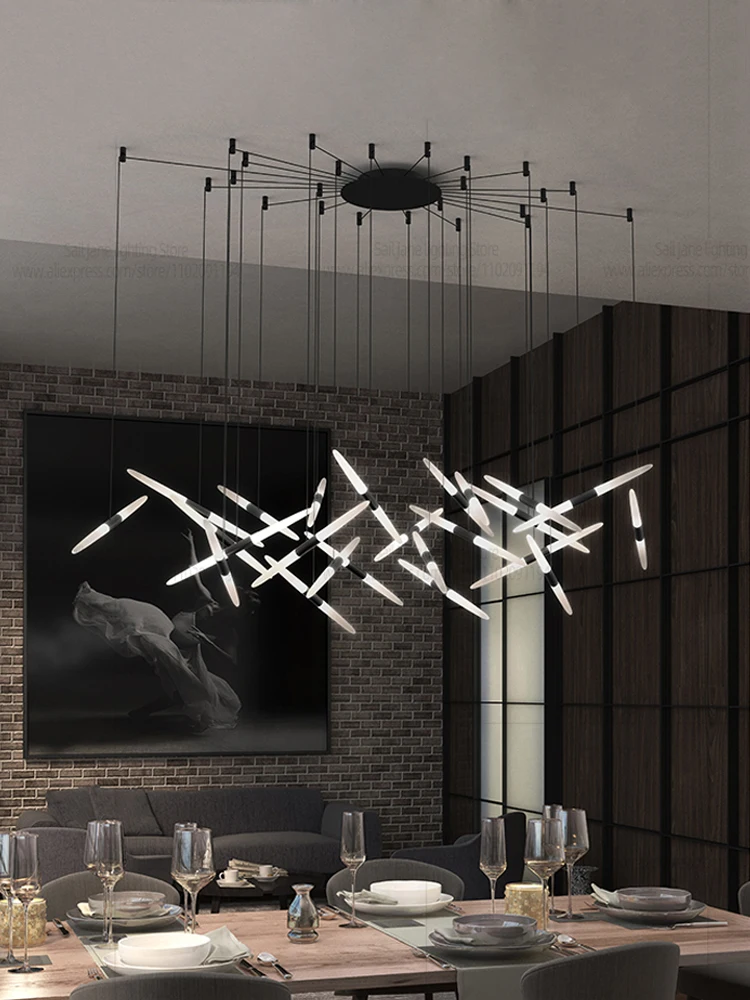Żyrandol Led Nowoczesne lampy do jadalni Oświetlenie wnętrza domu Designerska lampa wisząca do salonu Kreatywne oświetlenie schodów
