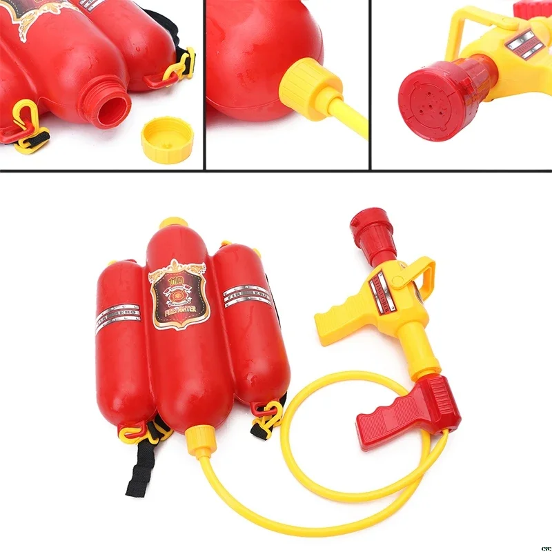 Fire Backpack Water Gun Large Capacity Fireman Water Guns Pull Out Shooting Summer Pool Beach Water Games Outdoor Toy