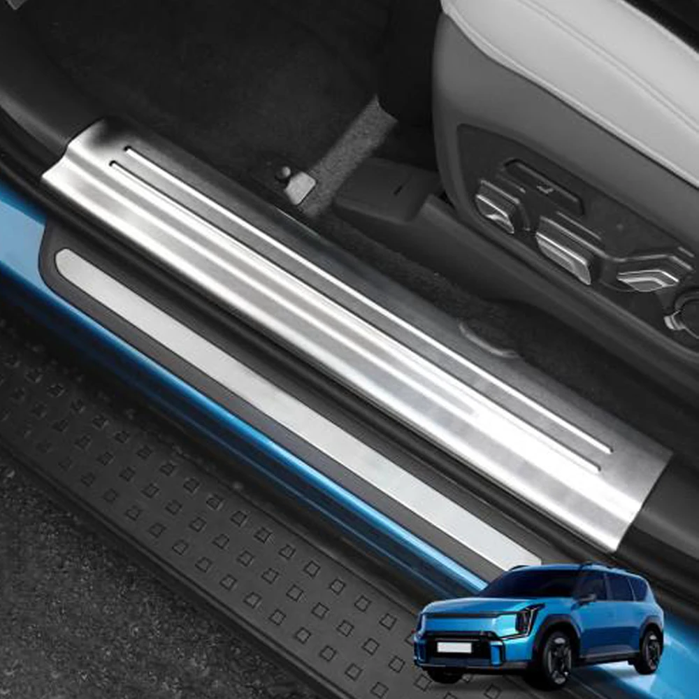 

For Kia EV9 Car Trim Cover Stainless Steel Pedal Door Sill Scuff Plate Inner Guard Threshold Bumper 4pcs