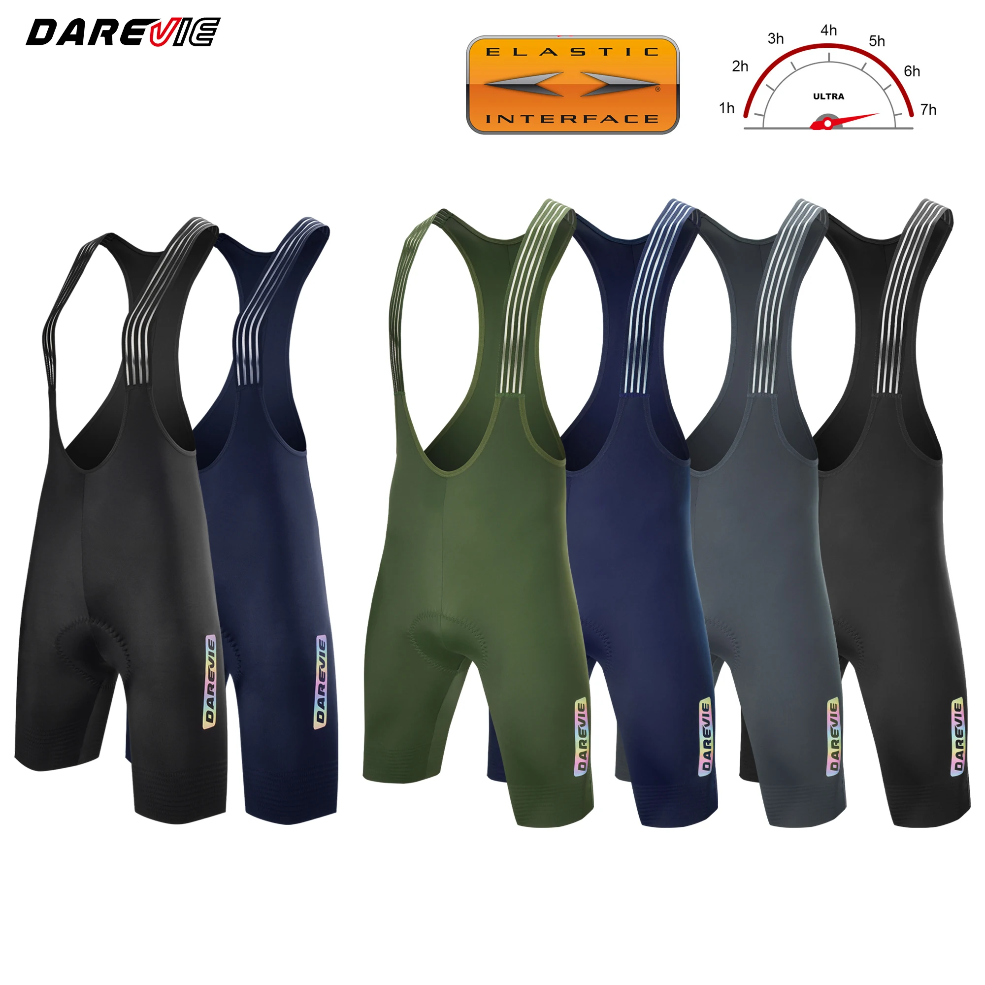 DAREVIE Cycling Bib Shorts Seamless 4.0 Italy ELASTIC-INTERFACE® Pad Cycling Shorts Diamond Leg Gripper Bretelelle Men\'s Cycling