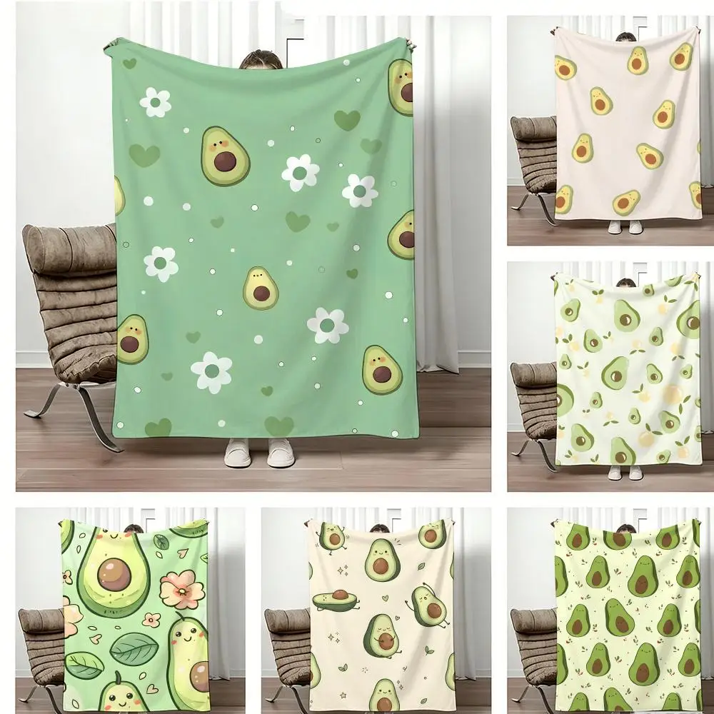 Summer Cute Avocado Throw Lightweight 240g Flannel Blanket Soft Skin-friendly for Summer Cooling