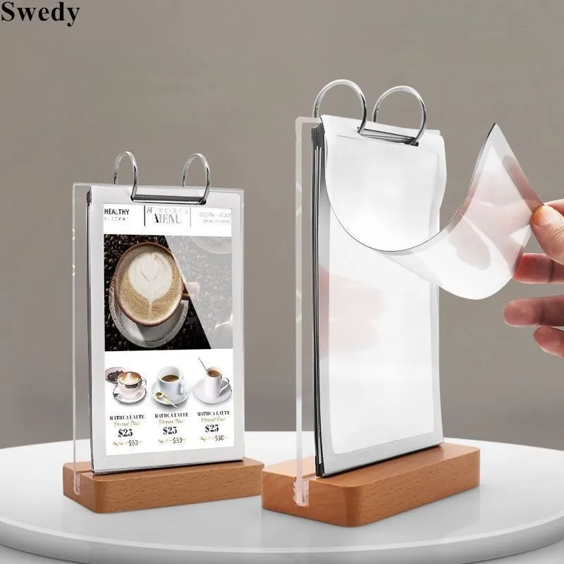 3 PCS A5 148x210mm Page Turning Acrylic Sign Holder Stand Restaurant Menu Paper Holder Price Label Flyer Holder Display Stand