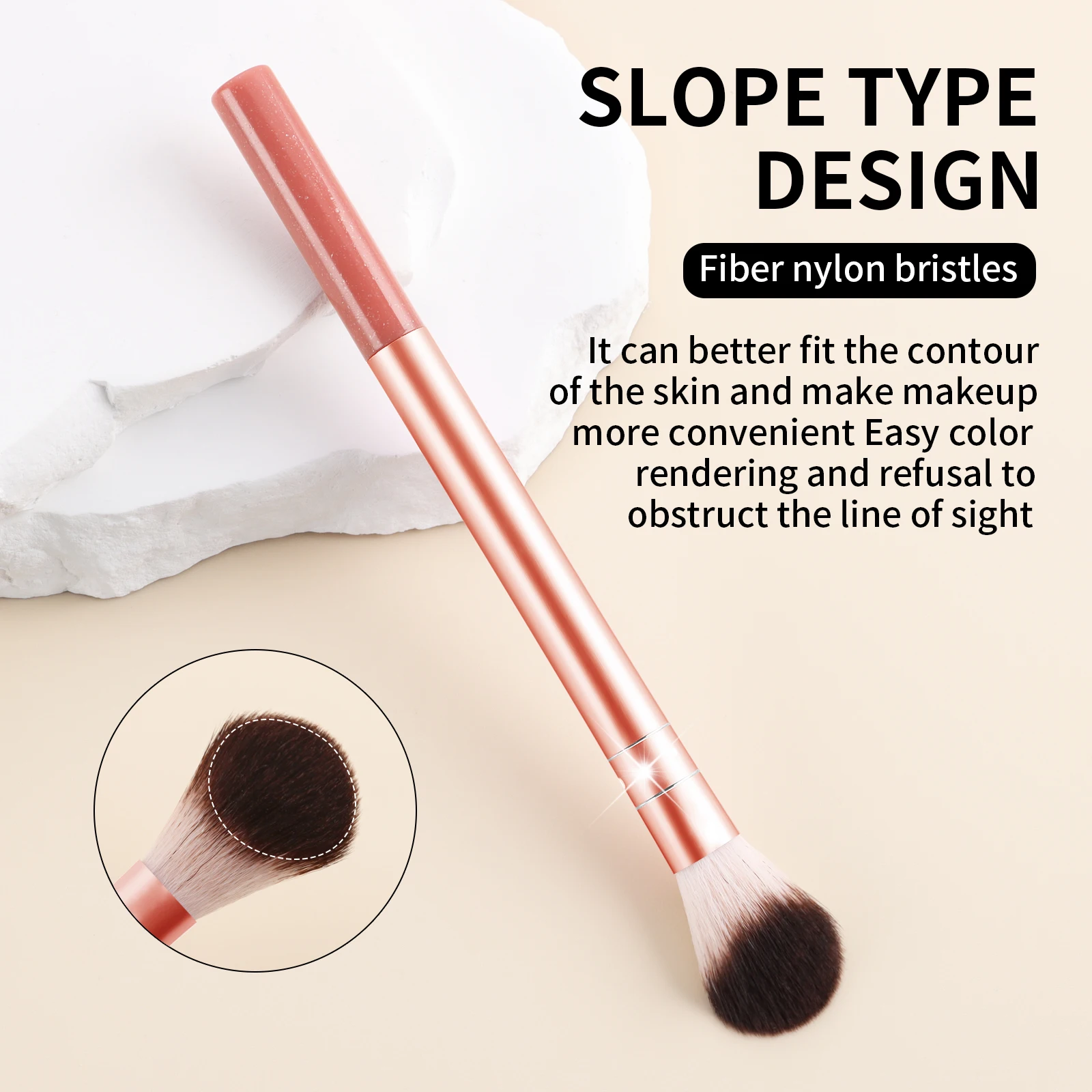 Brocha de maquillaje para sombra de ojos individual, colorete en polvo, nueva brocha de maquillaje de tubo largo, experto de belleza, brocha de maquillaje de tubo largo de pelo de nailon