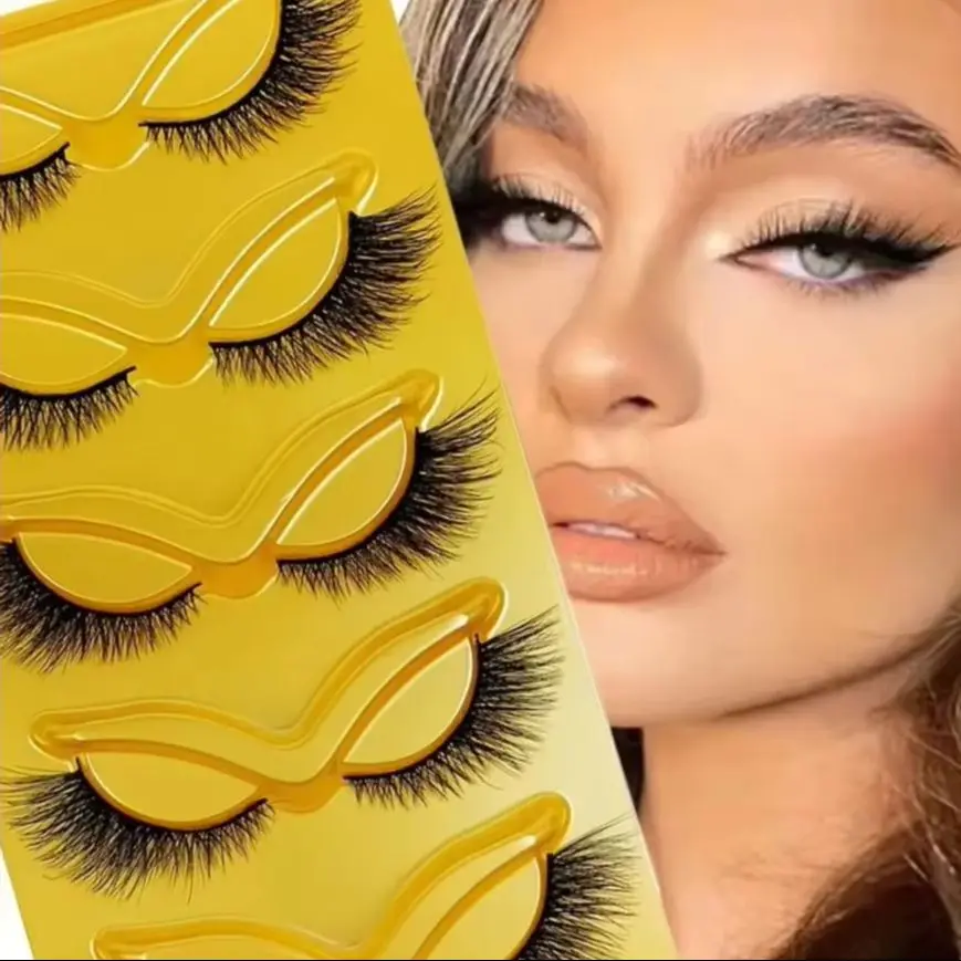 5 Pairs Cat Eye Faux Mink False Eyelashes Long Curling Thick Fluffy End Lengthening Comfortable All-match Eyelashes