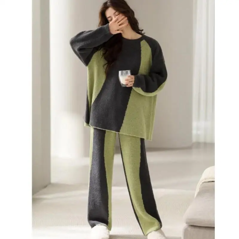 여성용 따뜻한 겨울 파자마 세트, 크리스마스 패션 홈웨어, 귀엽고 부드러운 파자마 세트