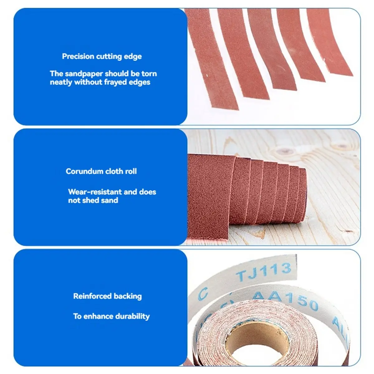 DT38 Stainless Sanding Belt Holder,Emery Cloth Roll,5Grits,Sandpaper Roll 150/240/320/400/600 ,for Metal,Wood,and Furniture