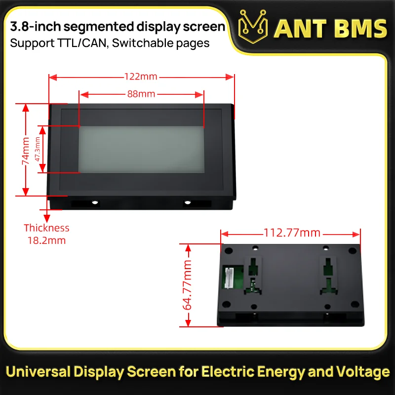 Accessori ANT BMS Display LCD batteria Display tensione da 3,8 pollici Cavo adattatore USB Modulo cavi PC da USB a UART RS485