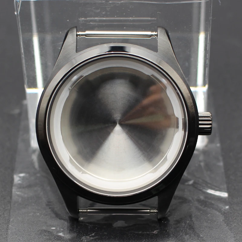 

Pvd Black 40mm Fashion Watch Case 316L Stainless Steel For Mod Pilot Seiko NH35 NH36/38 4R36 Movt 33.6-34.3mmDial Screw-in Crown