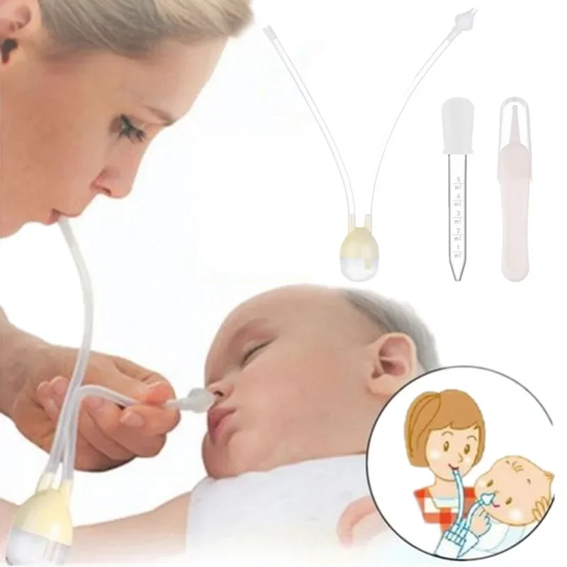 Booger Clean Tweezers Nasal Aspirator Set for Baby Infant Nasal Absorption Cleaner Anti-reflux Silicone Booger Snot Aspirator