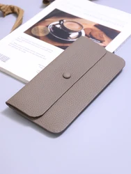 100% Genuine Leather Women Long Wallet Luxury Slim Clutch Envelope Money Bag Ladies Fashion Cowhide ID Credit Card Holder Purse