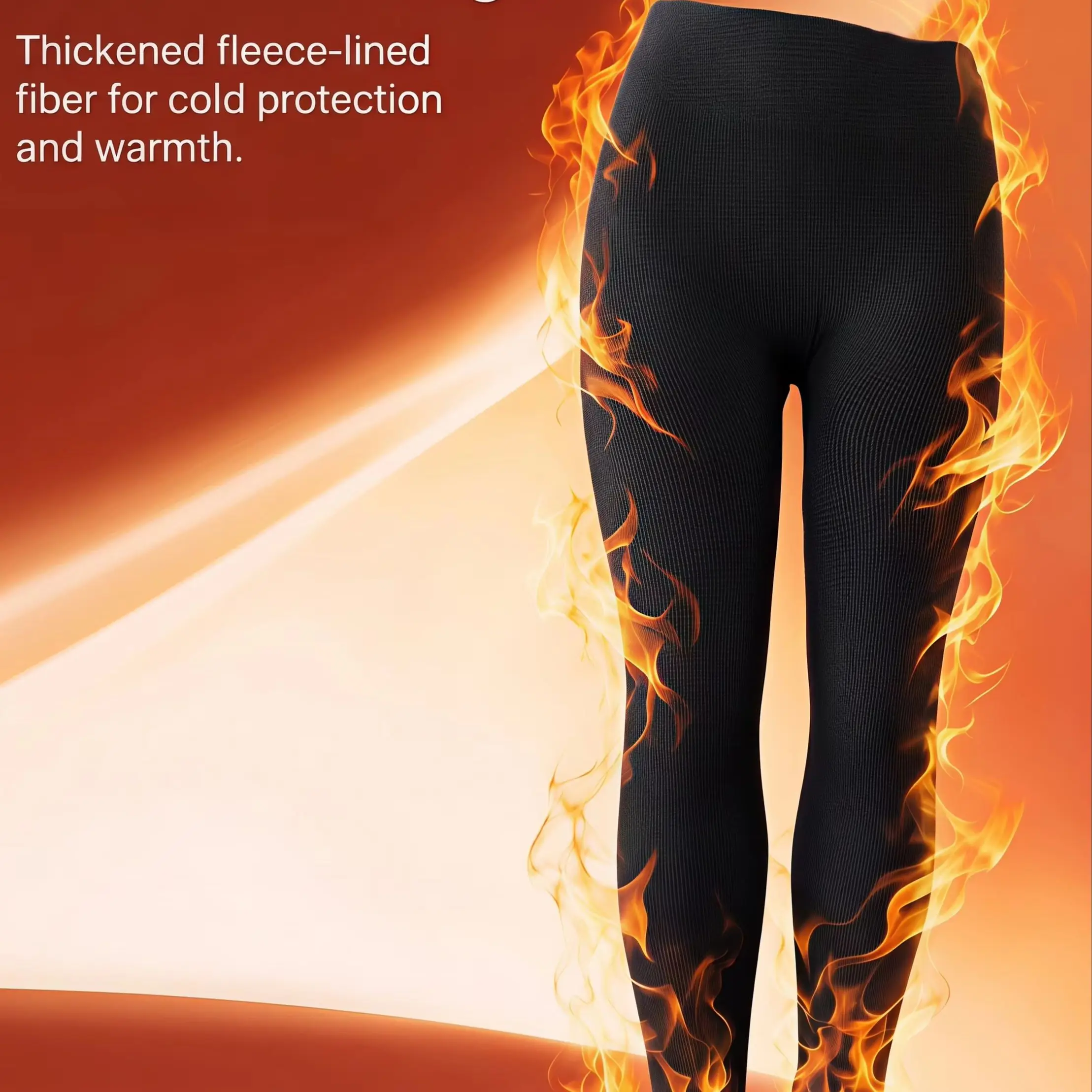 1er-Pack Hochgeschnittene Schwarze Fleece-Gefütterte Warme Leggings Weiche Flauschige Stretch-Hosen für Herbst Winter Zuhause Täglicher Weg zur Arbeit – Detail 1