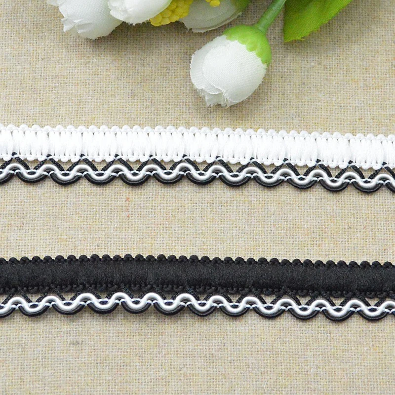 5Meters Wave Trim Sewing Lace Black White Centipede Braided Lace Ribbon Home Party Decoration DIY Clothes Curve Lace Accessories