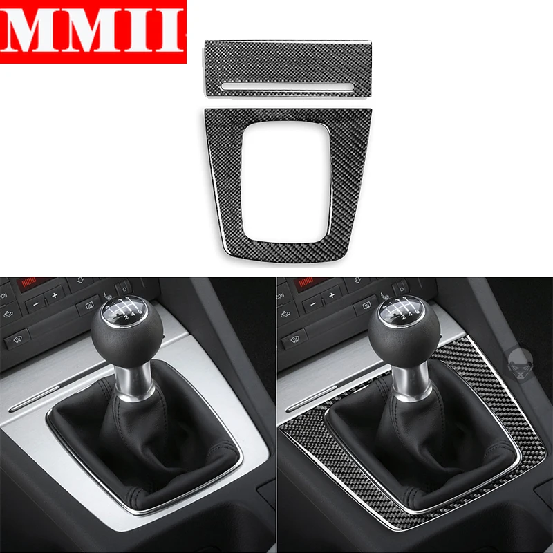 For Audi A4 S4 B7 2005 2006 2007 2008 Car Gear Shift Panel Gearbox Frame Ashtray Box Trim Cover Carbon Fiber Sticker Accessories