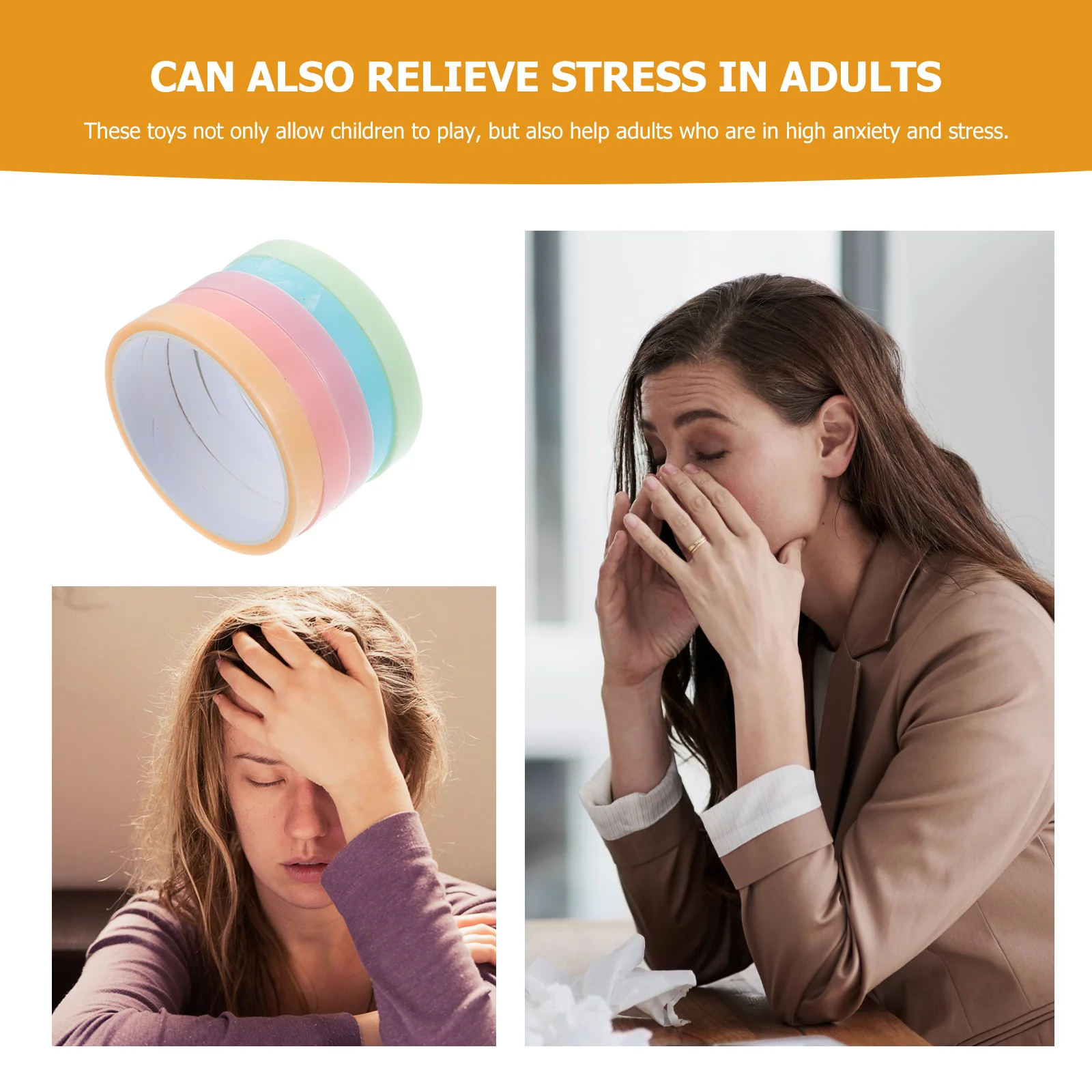 Sticky Balls Tape 5 Roll Stress Reliever Multi-Function Plastic Double-Side Easy Operate Silky Texture Beautiful Glued Balls